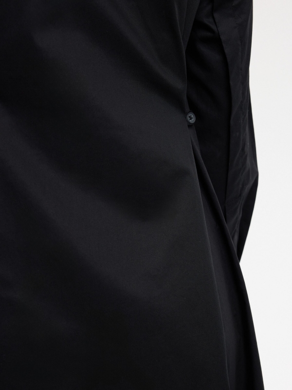 Plain fluid midi shirt dress black detail view