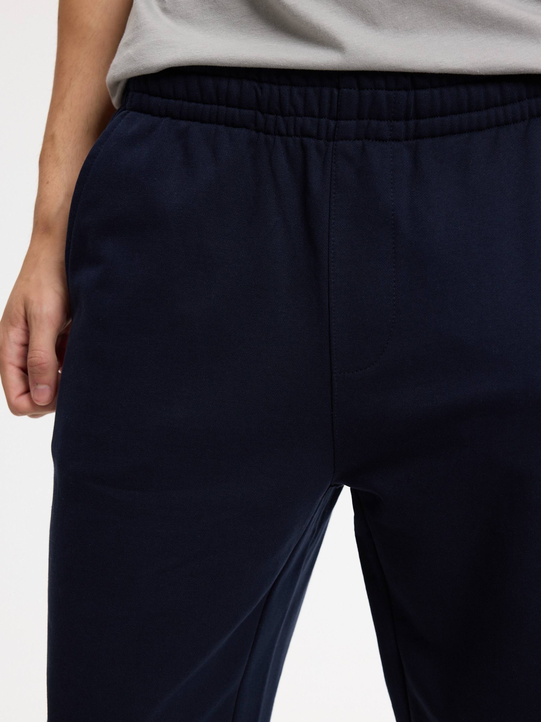 High-rise regular fleece joggers navy front view