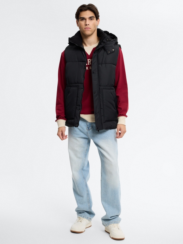 Nylon multi-pocket vest black front view