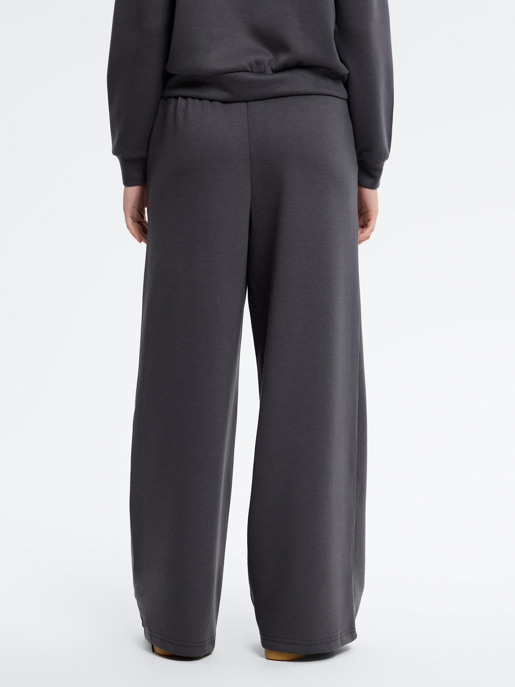Soft wide-leg pants dark grey front view