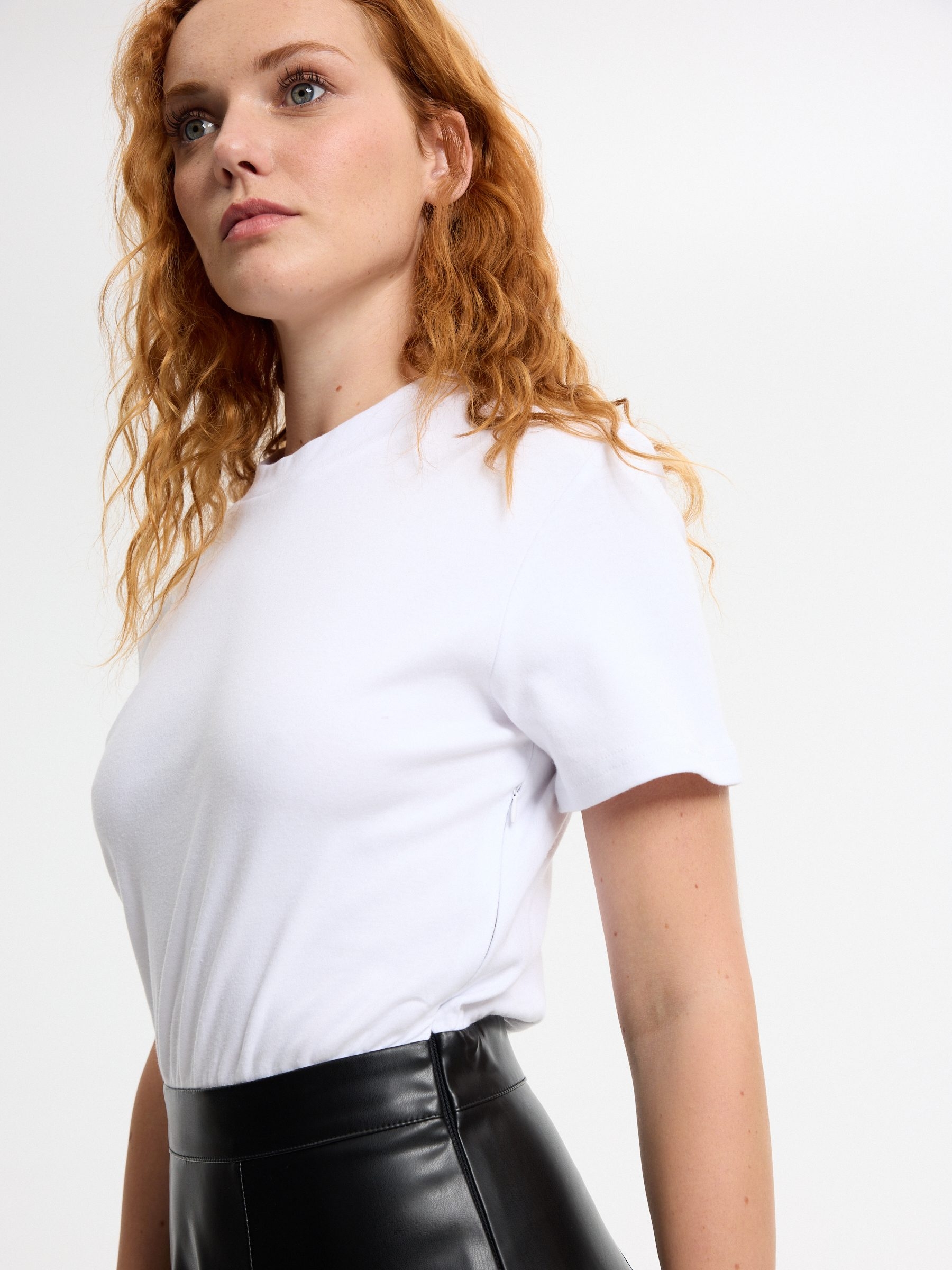Midi dress combined with faux leather black middle front view