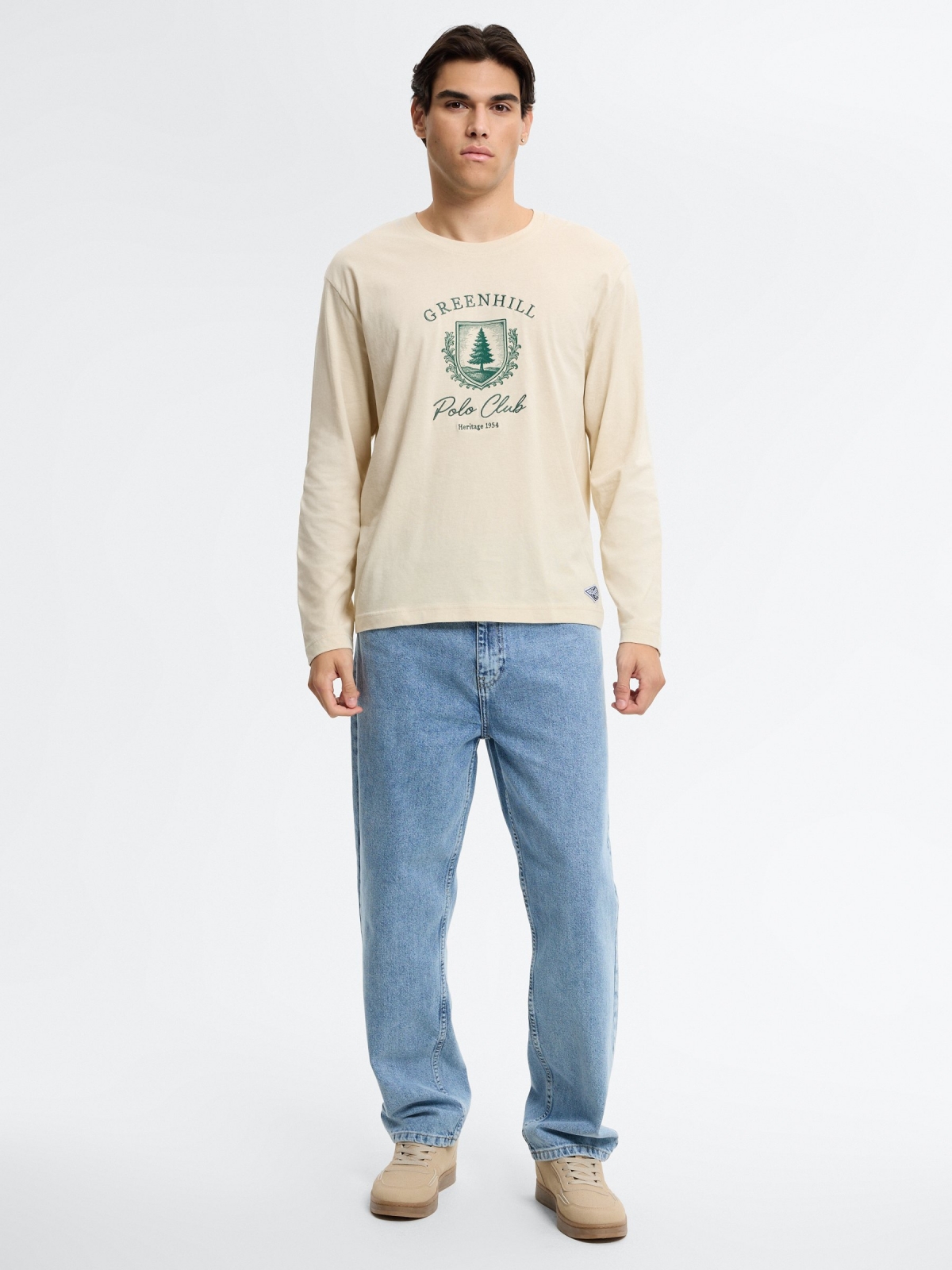 Camiseta estampada Greenhill crudo vista general frontal