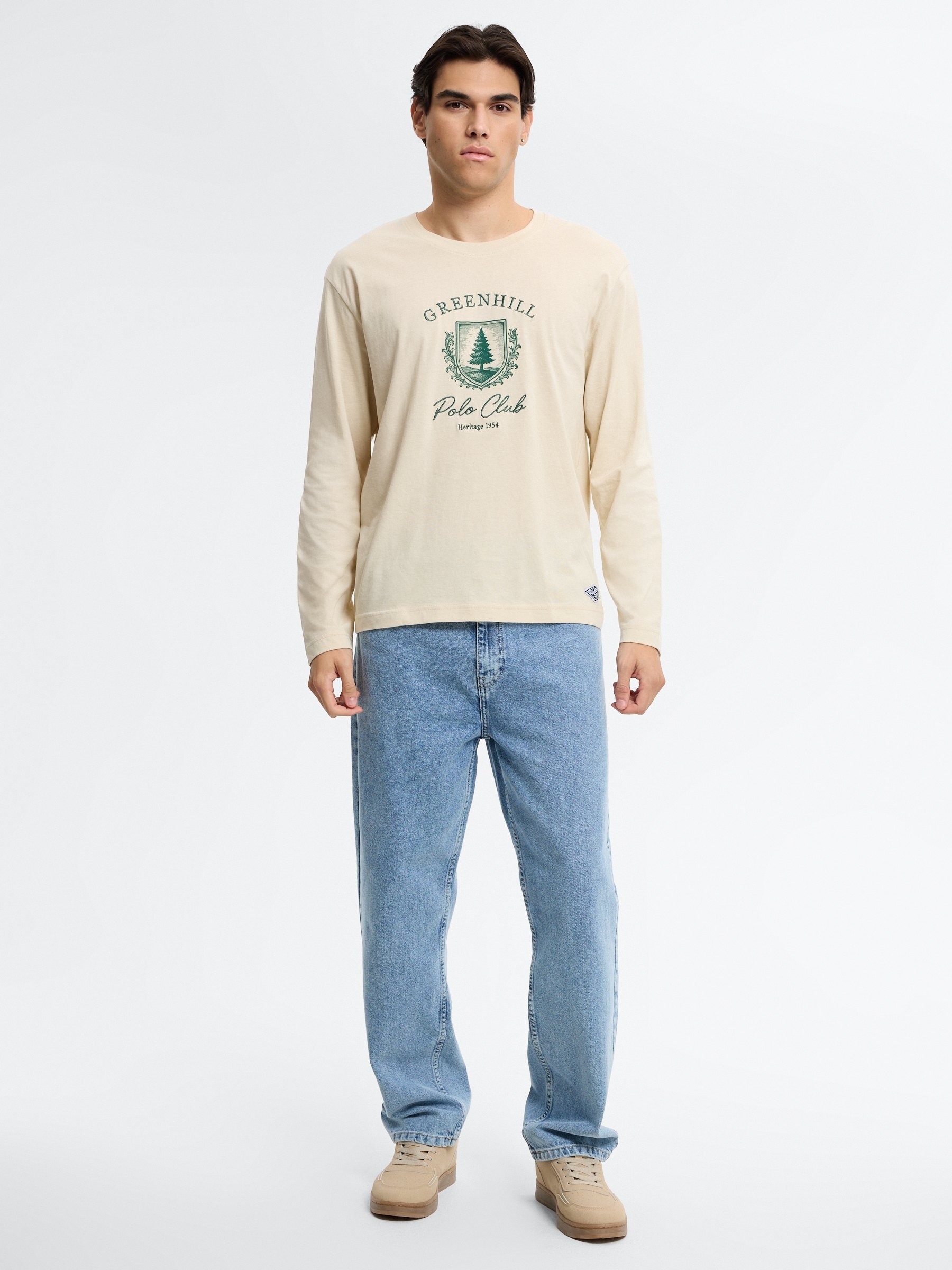 Greenhill printed T-shirt raw middle front view