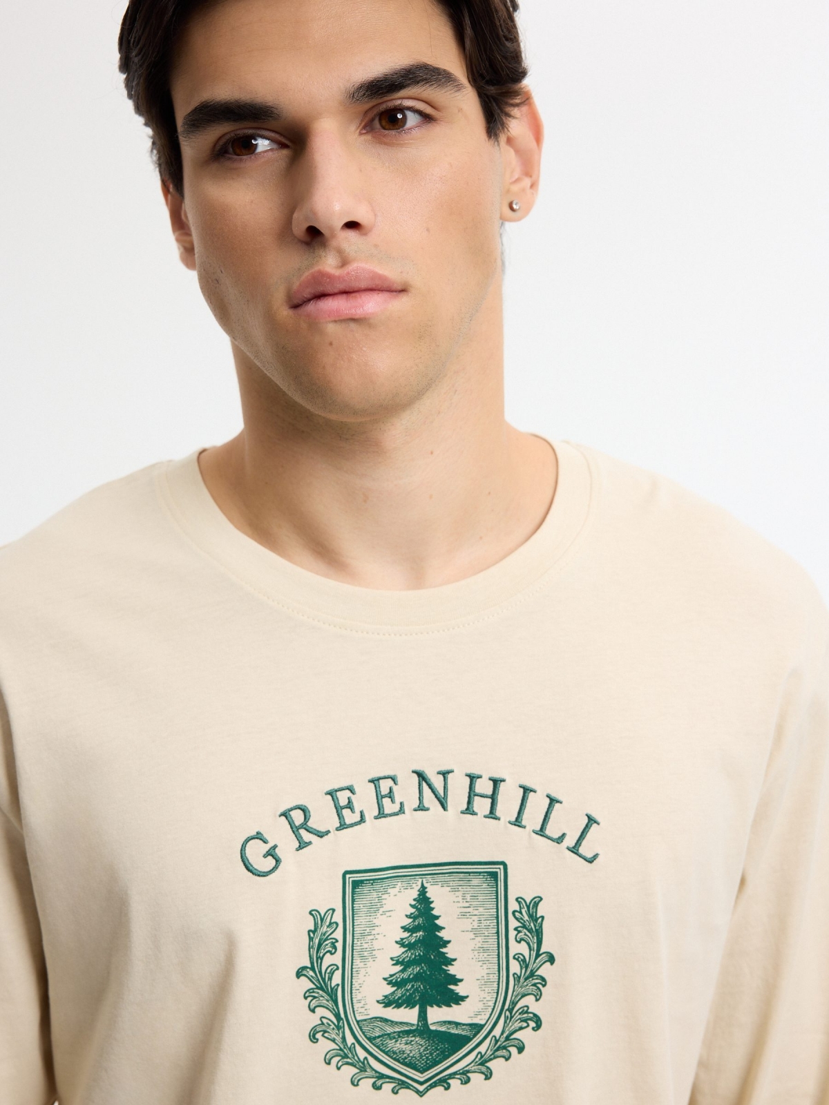 Greenhill printed T-shirt raw detail view