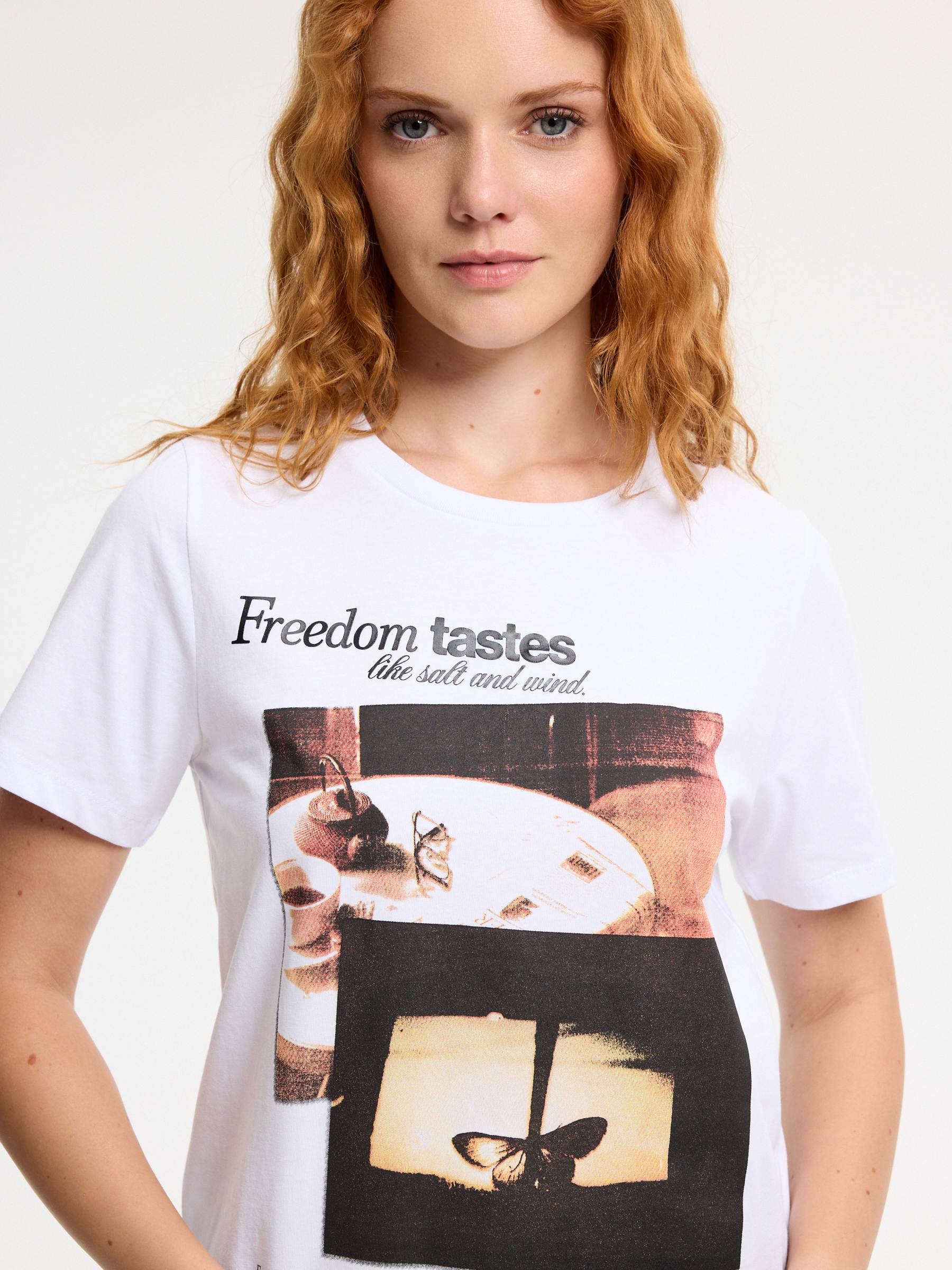 Butterfly cotton t-shirt white middle front view