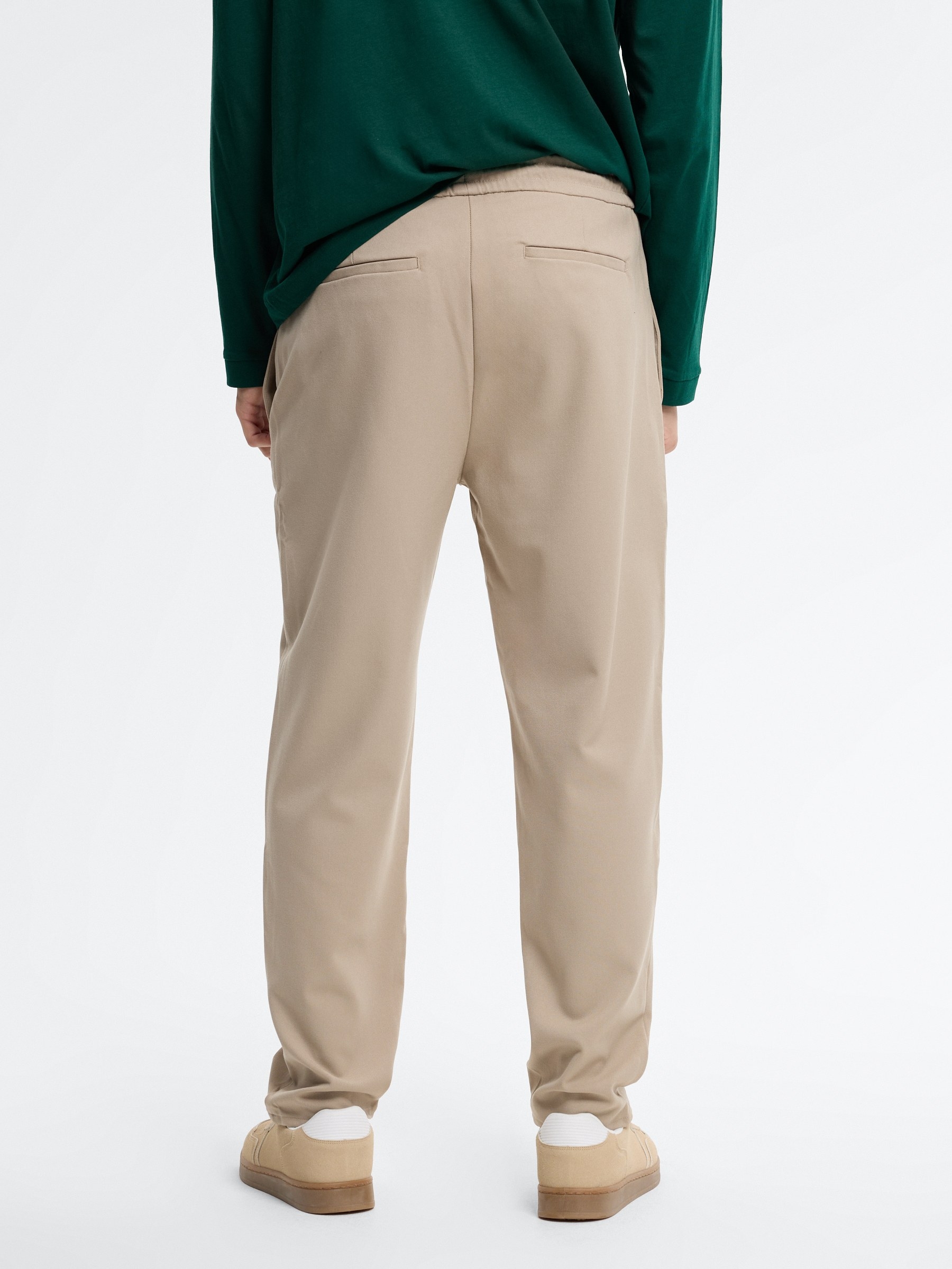 Regular high-rise jogger pants beige front view