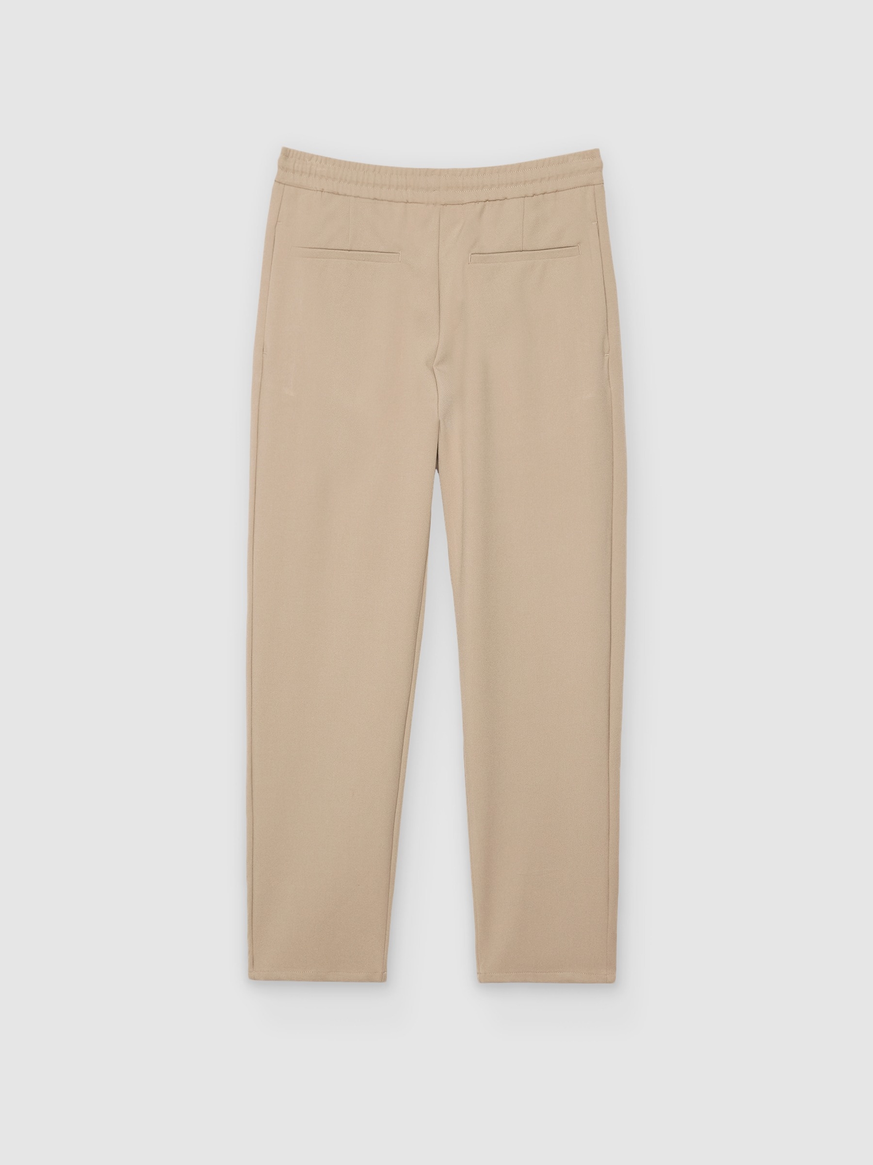 Calça jogger regular cintura alta bege vista geral frontal