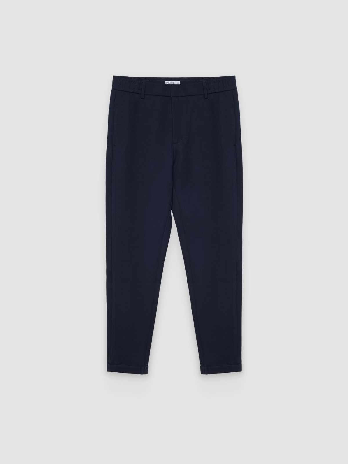 %Pto% High-waisted slim-fit chinos navy front view