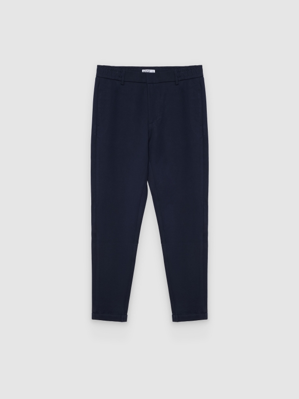  High-waisted slim-fit chinos navy front view