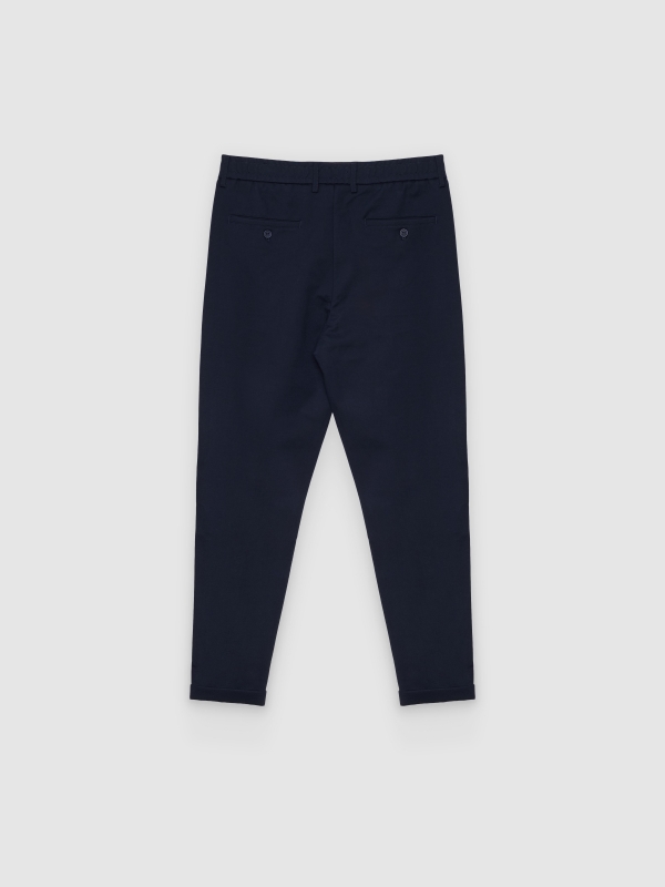 High-waisted slim-fit chinos navy back view