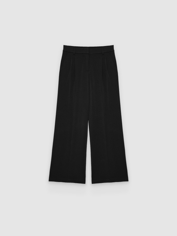  Calça palazzo com duas pregas preto vista frontal