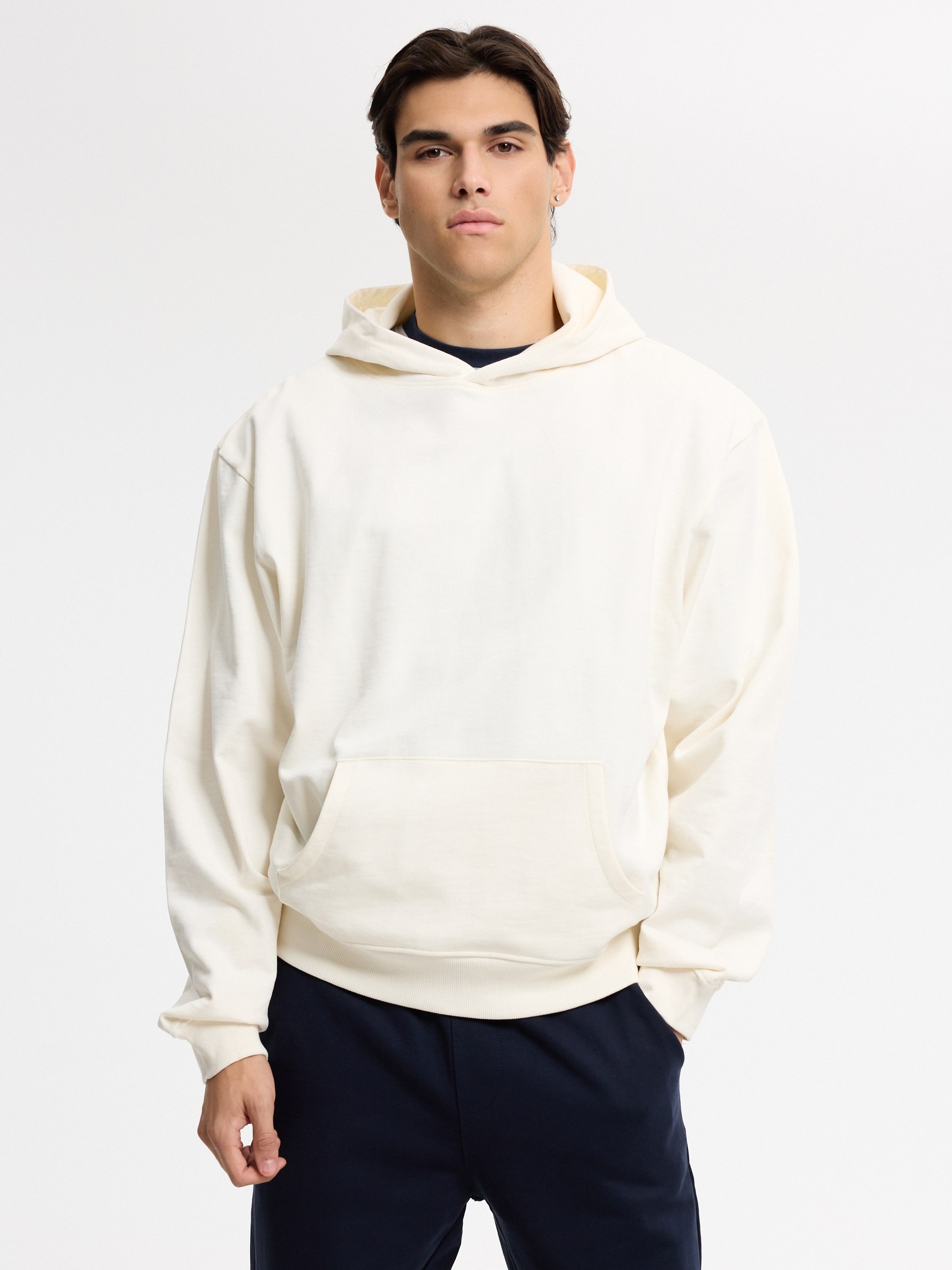 Basic regular hoodie raw middle front view