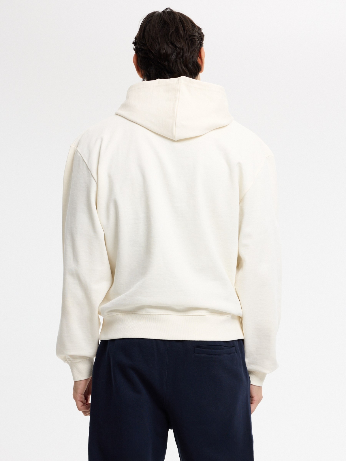 Basic regular hoodie raw middle back view