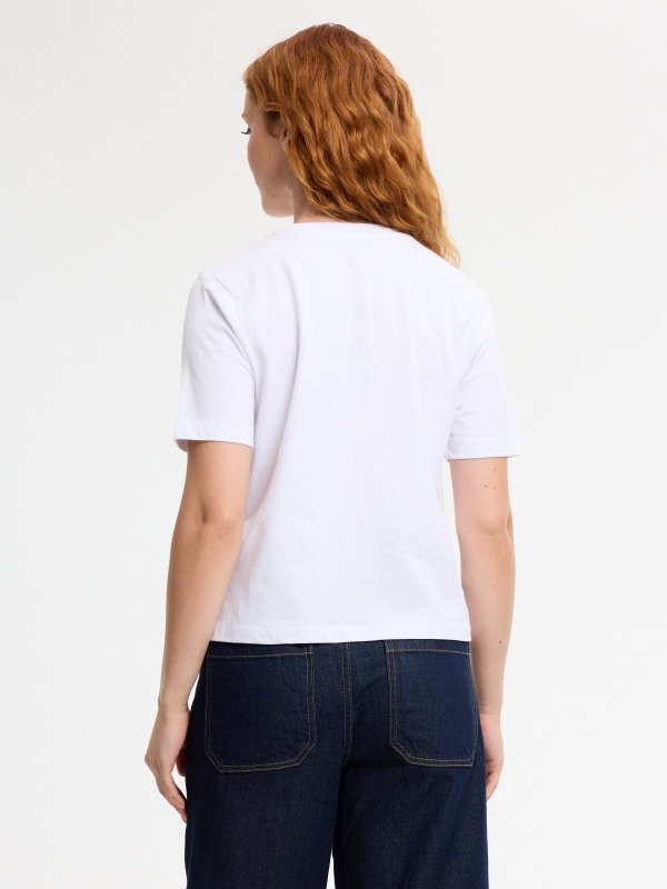 Graphic print cotton T-shirt white middle back view