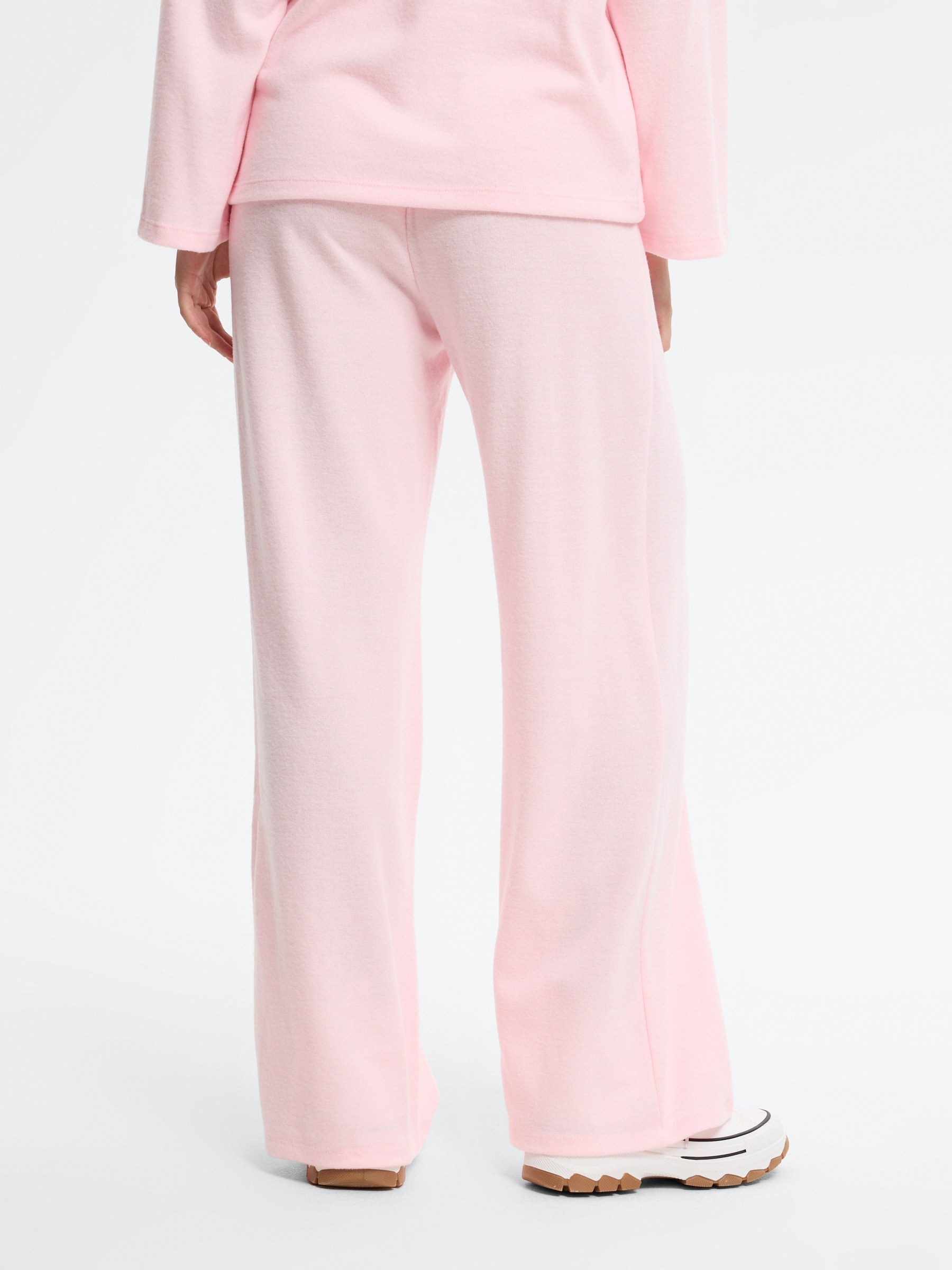 High-waisted soft wide-leg pants light pink front view