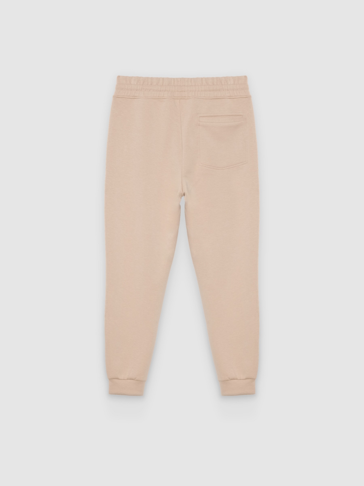 Slim fit fleece jogger pants beige back view