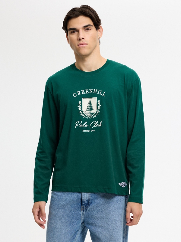 Camiseta estampada Greenhill verde oscuro vista media frontal
