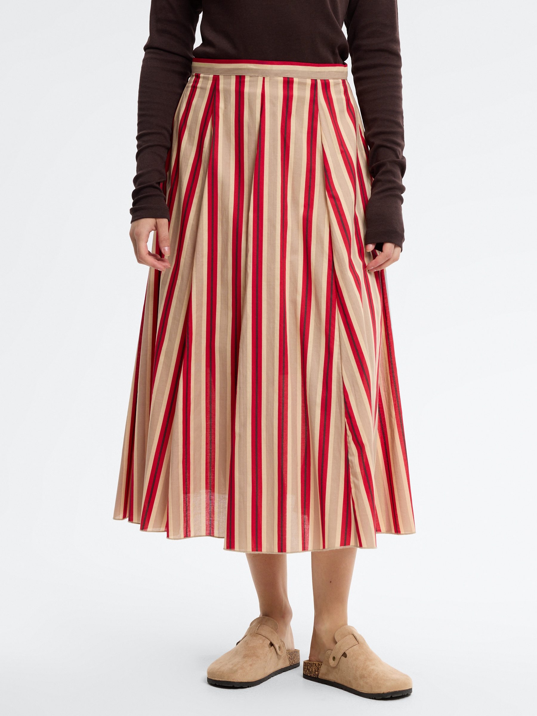 Striped cotton midi skirt multicolor middle front view