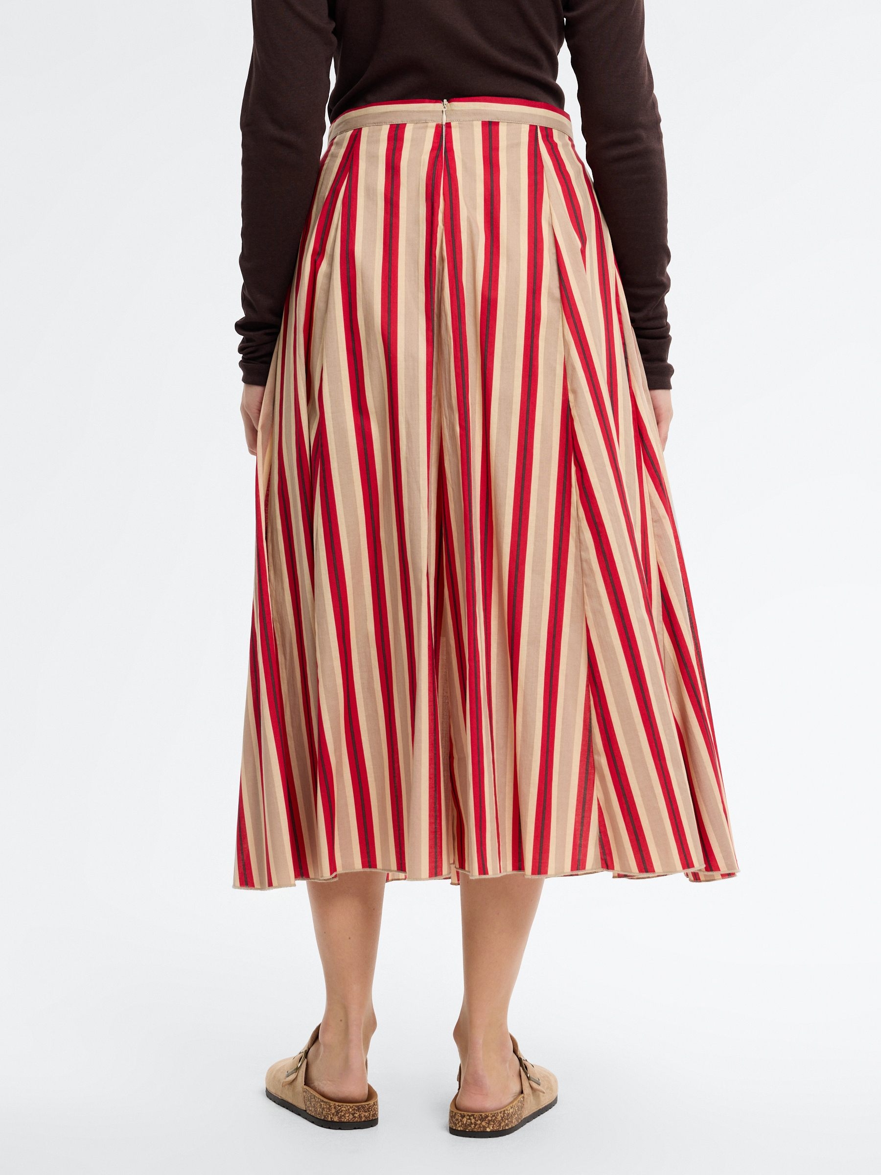 Striped cotton midi skirt multicolor middle front view