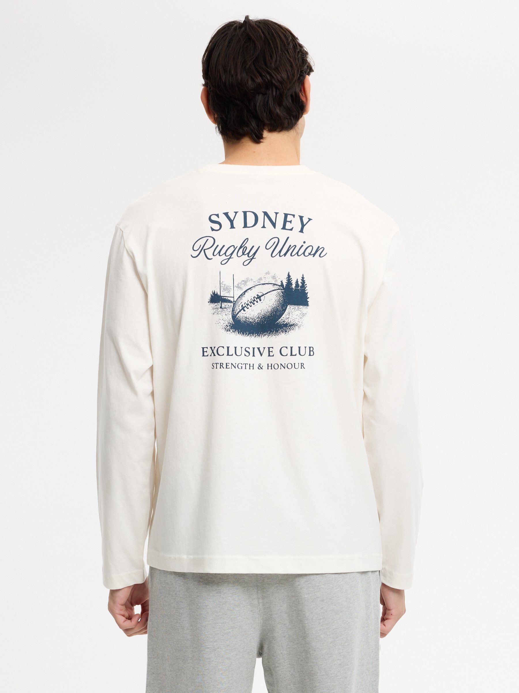 Printed long-sleeve rugby shirt raw middle front view