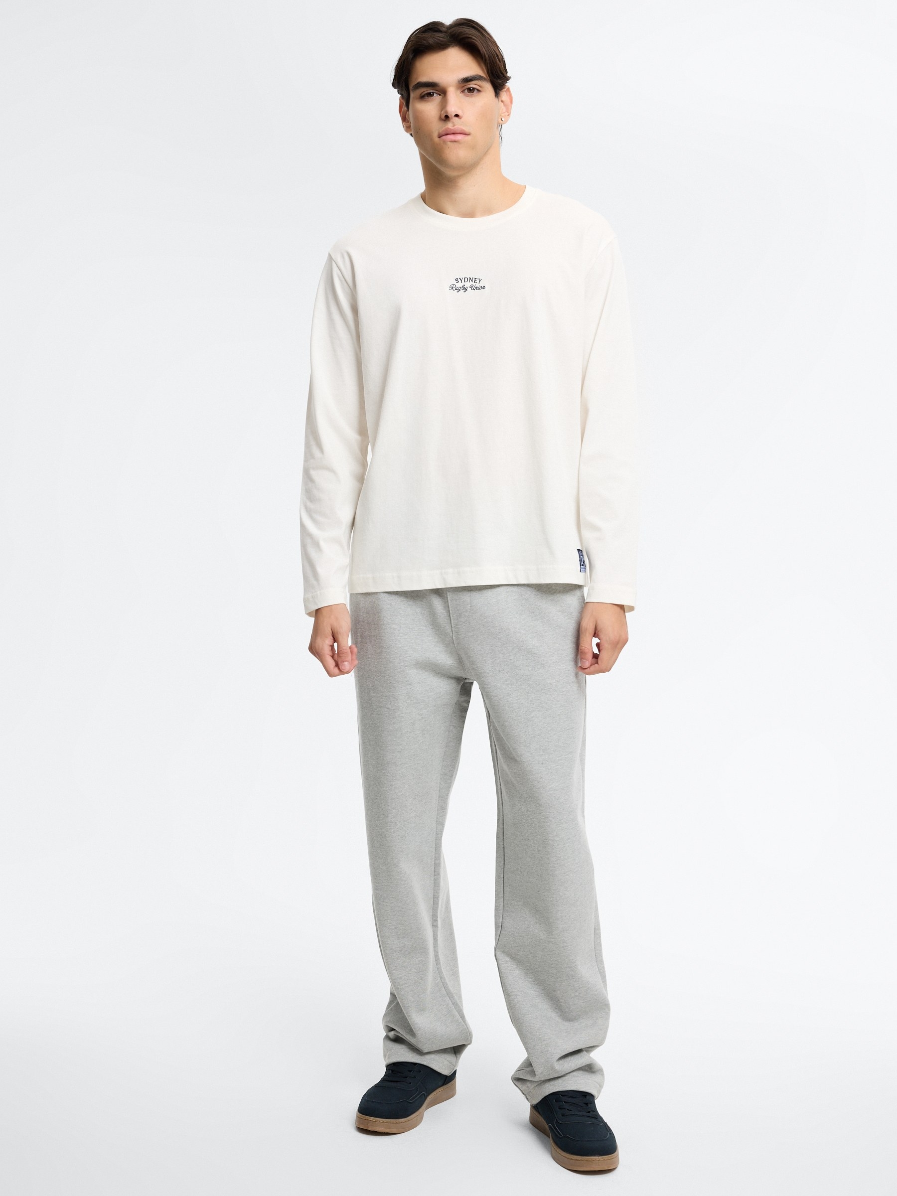 Printed long-sleeve rugby shirt raw middle front view