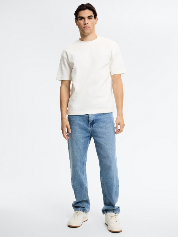 Plain crew-neck T-shirt raw front view
