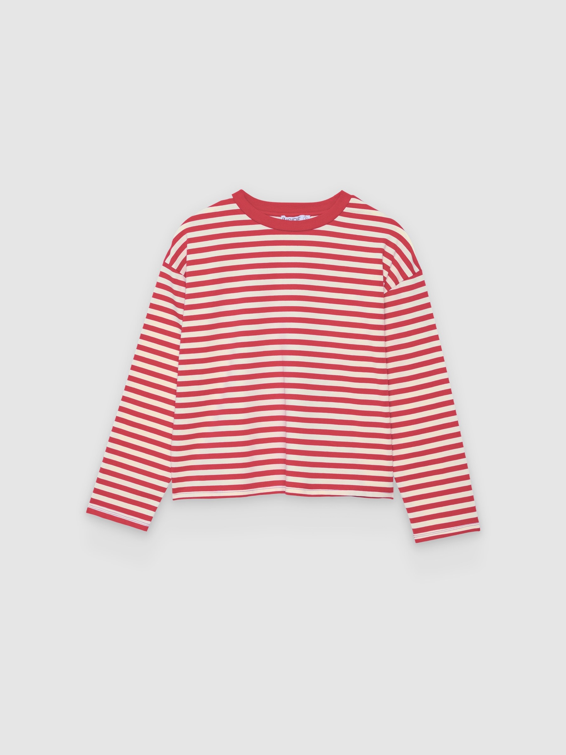 Striped long-sleeve shirt carmine middle front view