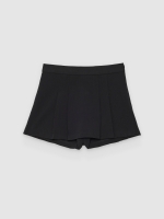 %Pto% High-waisted pleated skort black front view