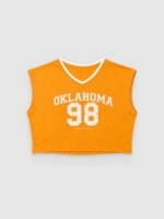 %Pto% Camiseta crop Oklahoma ocre vista frontal