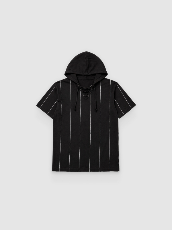  Striped T-shirt with hood black front view