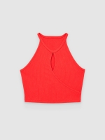 %Pto% Halter cut out top vermelho vista frontal