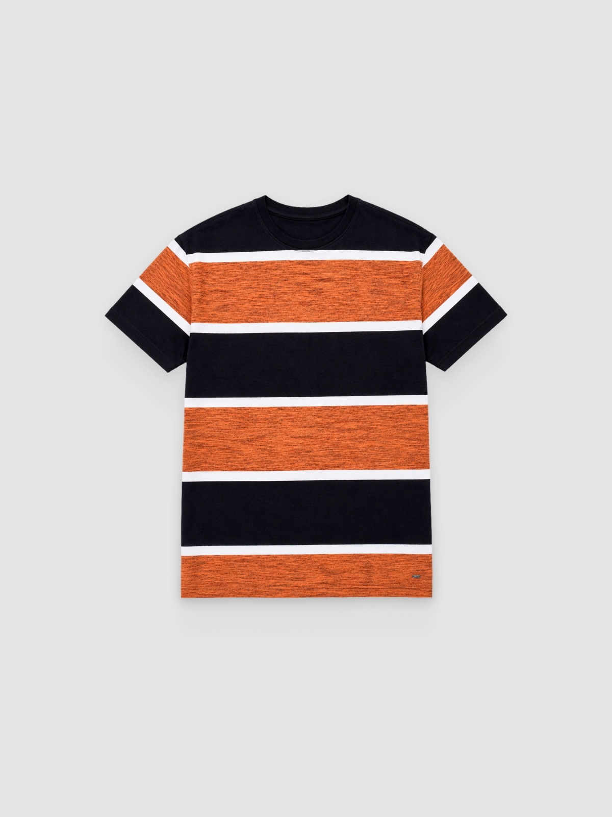 %Pto% Bicolor striped T-shirt brown front view