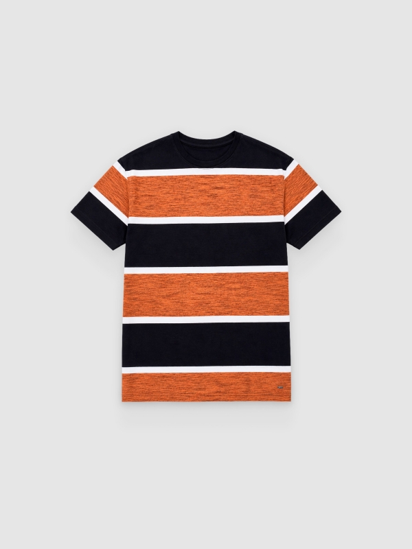  Bicolor striped T-shirt brown front view