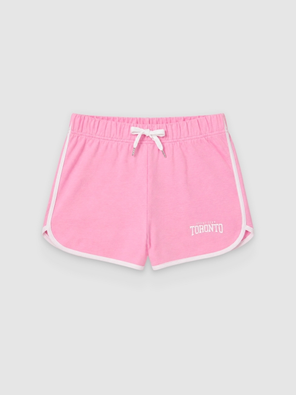  Elastic waist shorts bubblegum pink front view