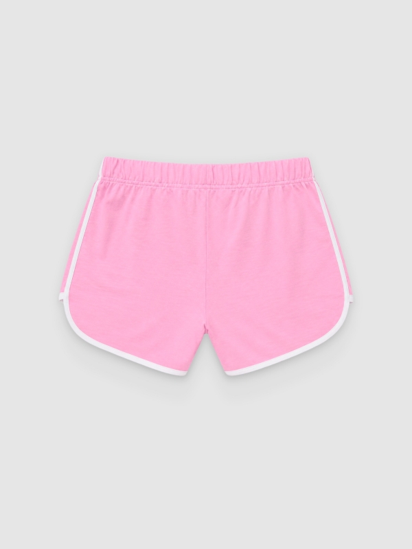 Elastic waist shorts bubblegum pink back view