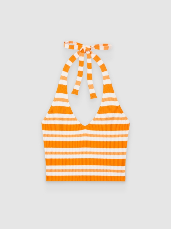 Top halter estampado de rayas multicolor vista frontal