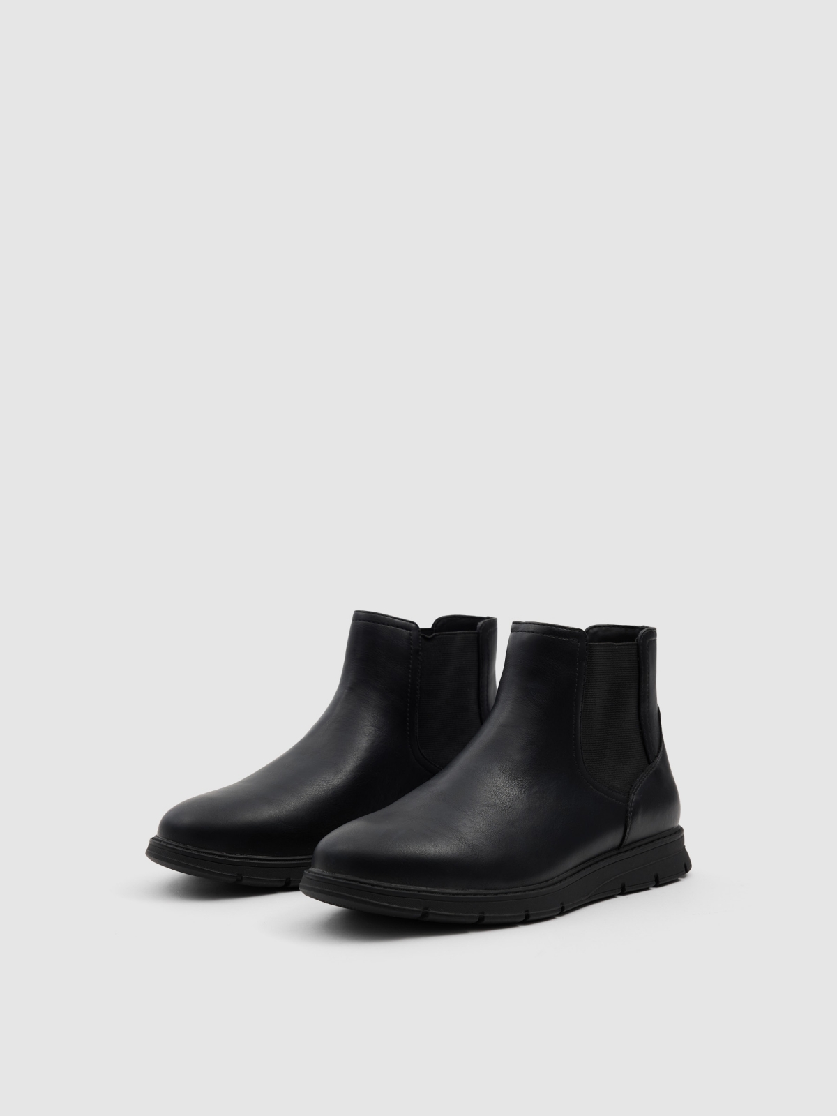 Chelsea ankle boot faux leather rubber black 45º front view