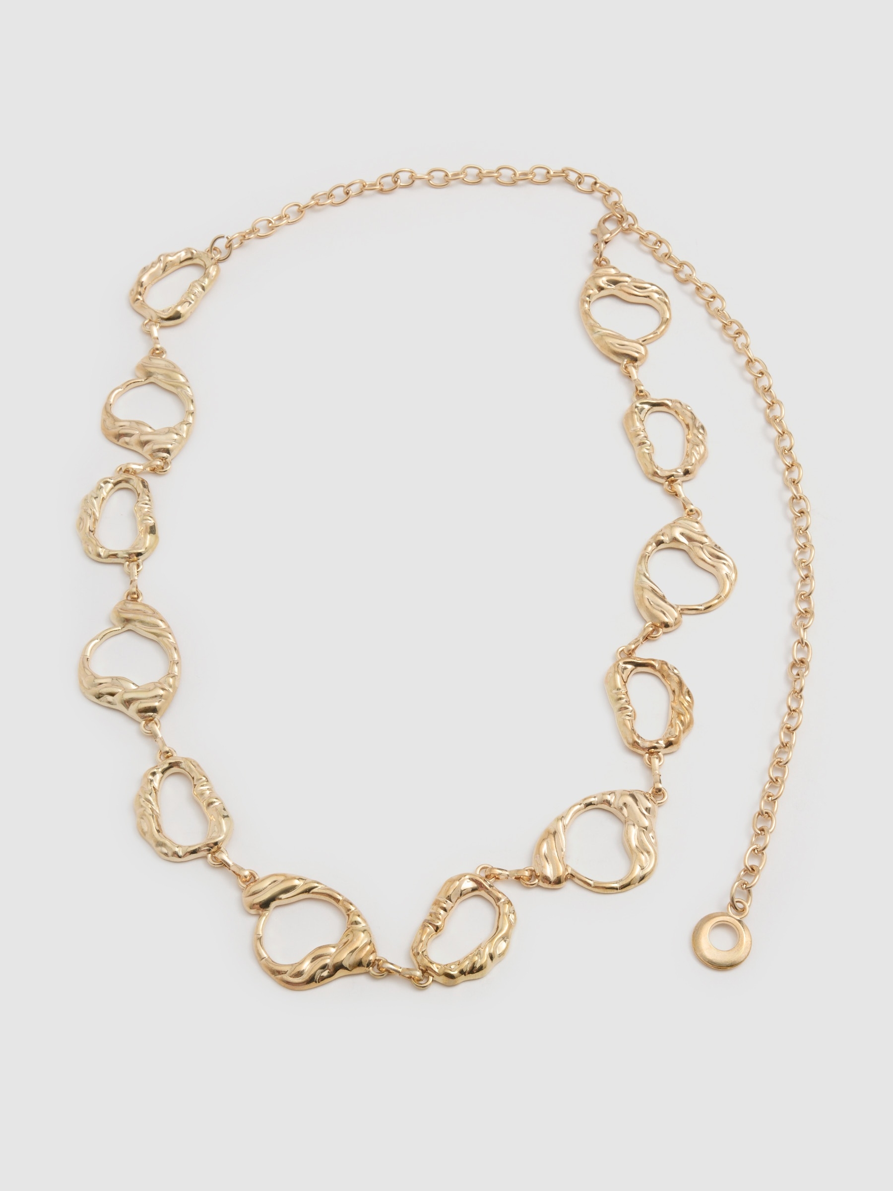 Gold faux leather chain belt golden