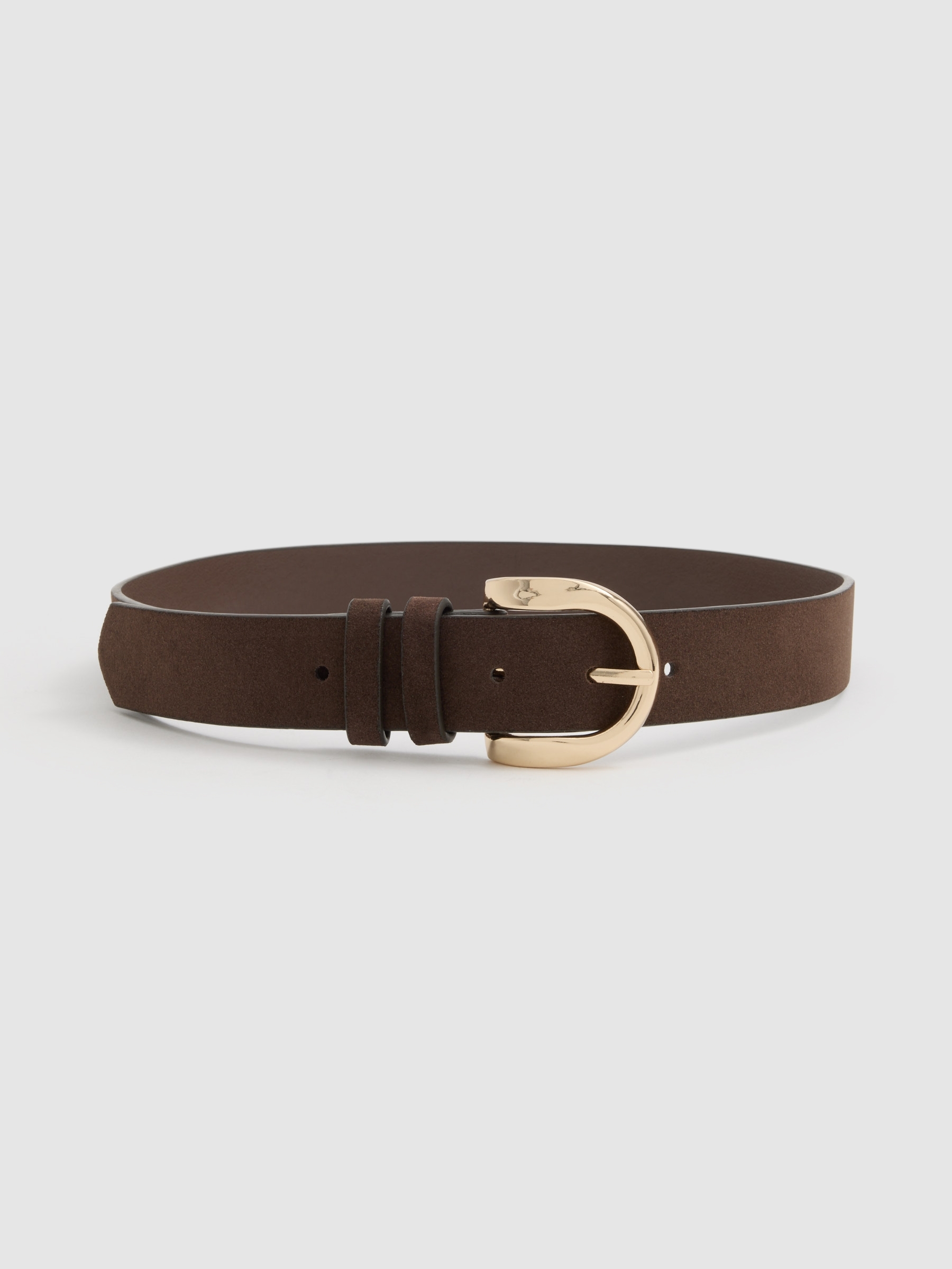 Brown faux leather basic belt brown