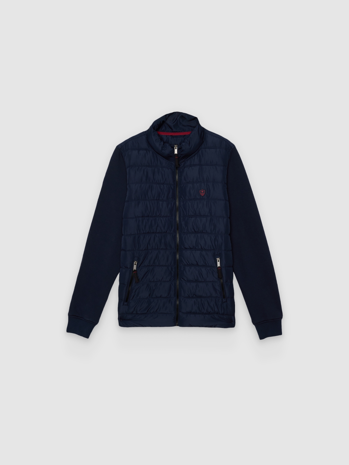 %Pto% Jaqueta acolchoada de nylon regular azul marinho vista frontal