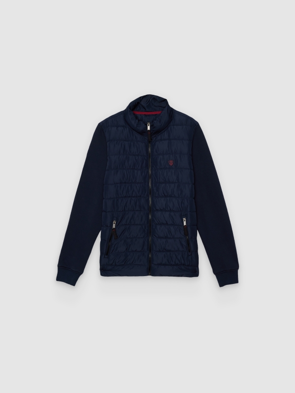  Padded regular nylon jacket navy front view