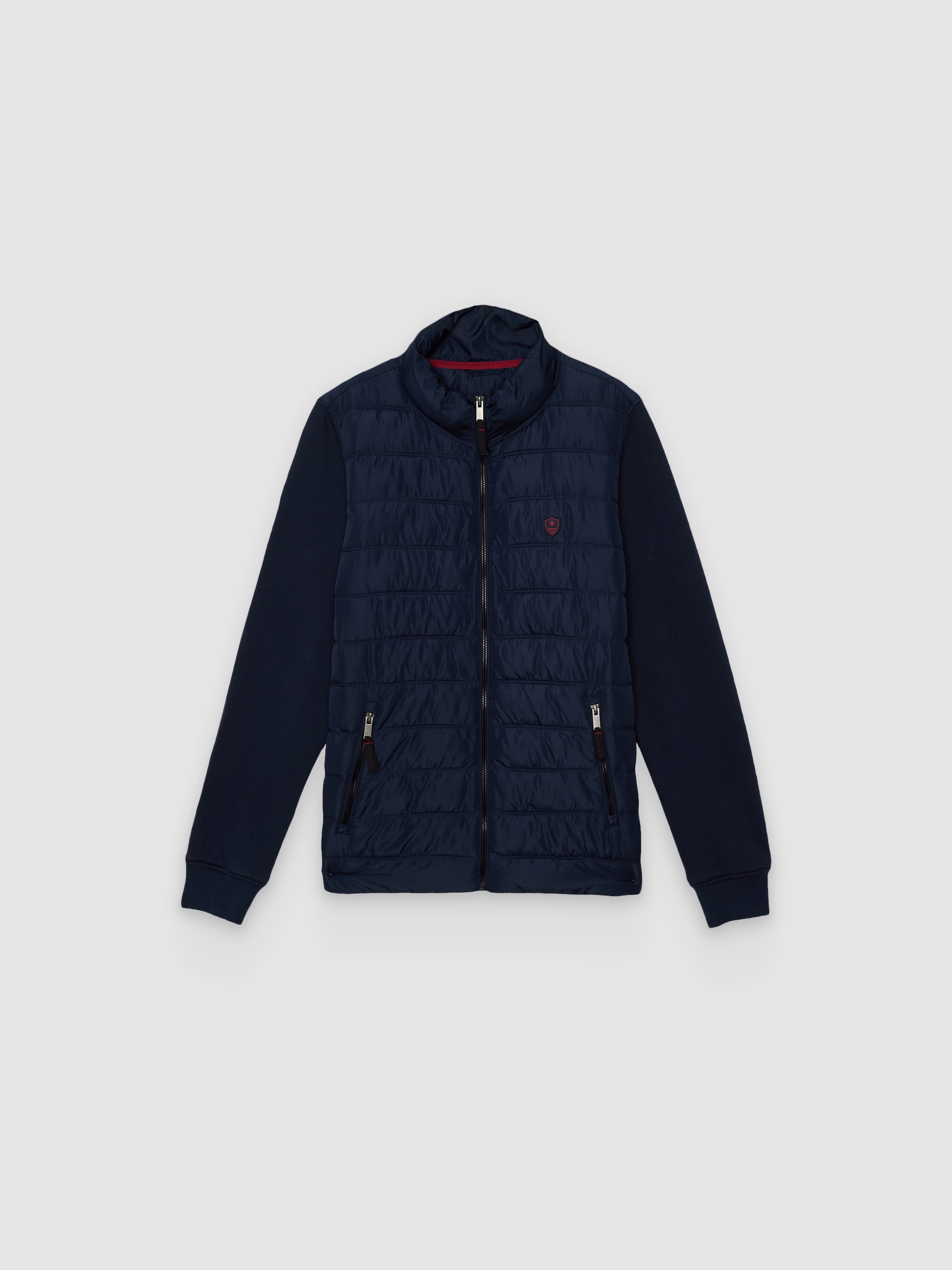  Jaqueta acolchoada de nylon regular azul marinho vista frontal