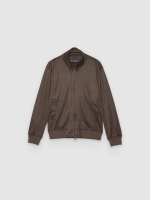 %Pto% Quilted suede jacket brown front view
