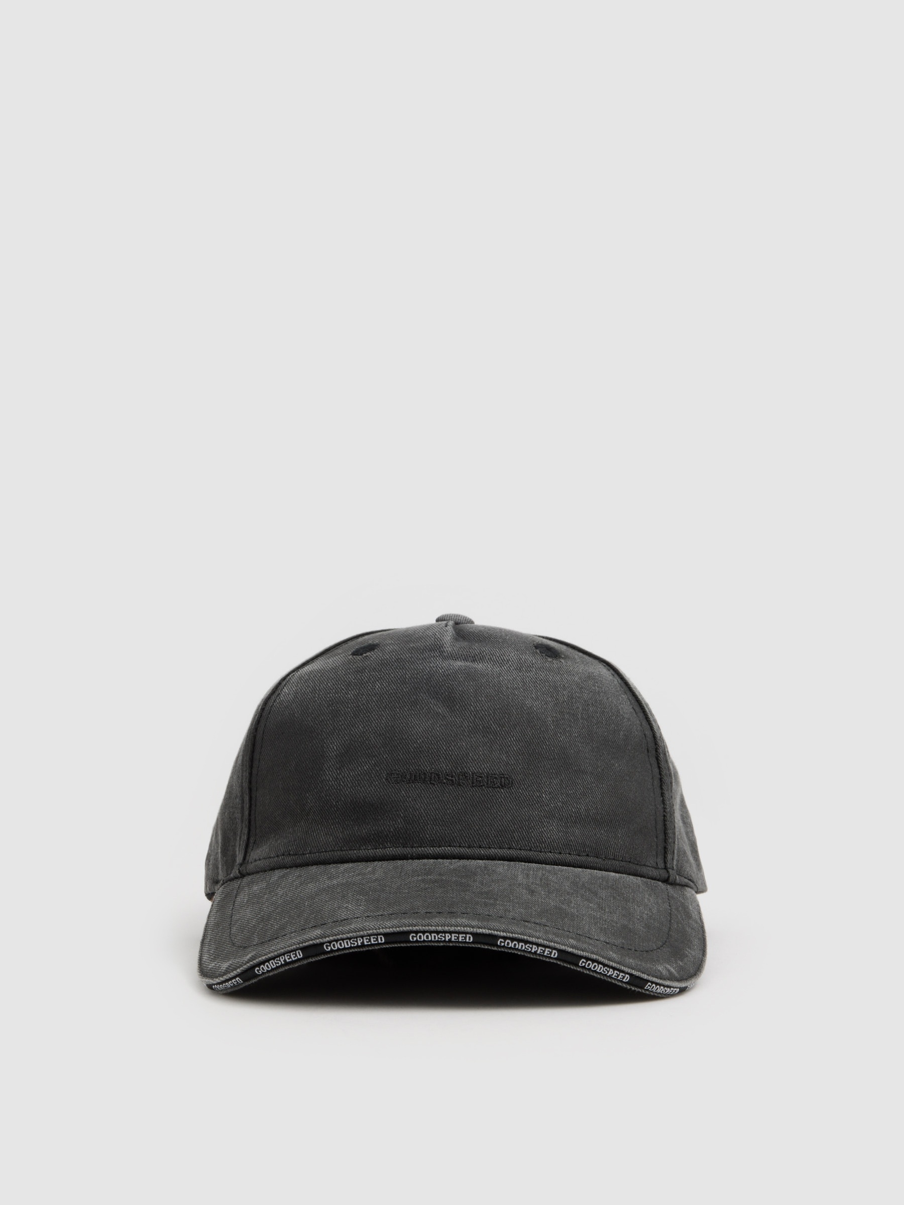 Gorra baseball efecto lavado gris vista lateral frontal 45º
