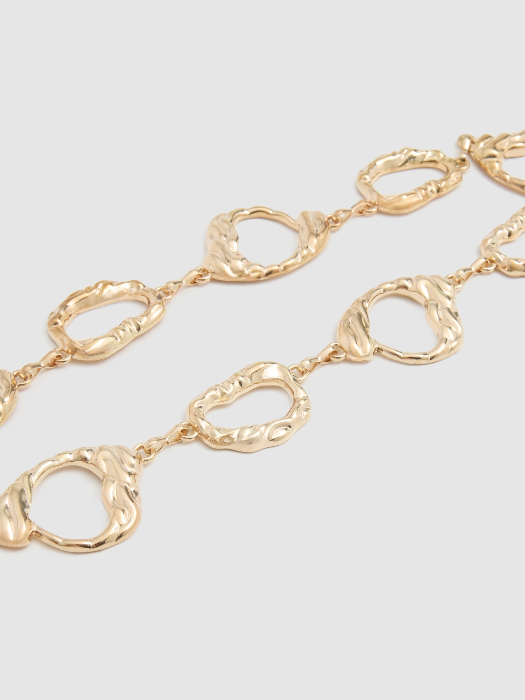 Gold faux leather chain belt golden