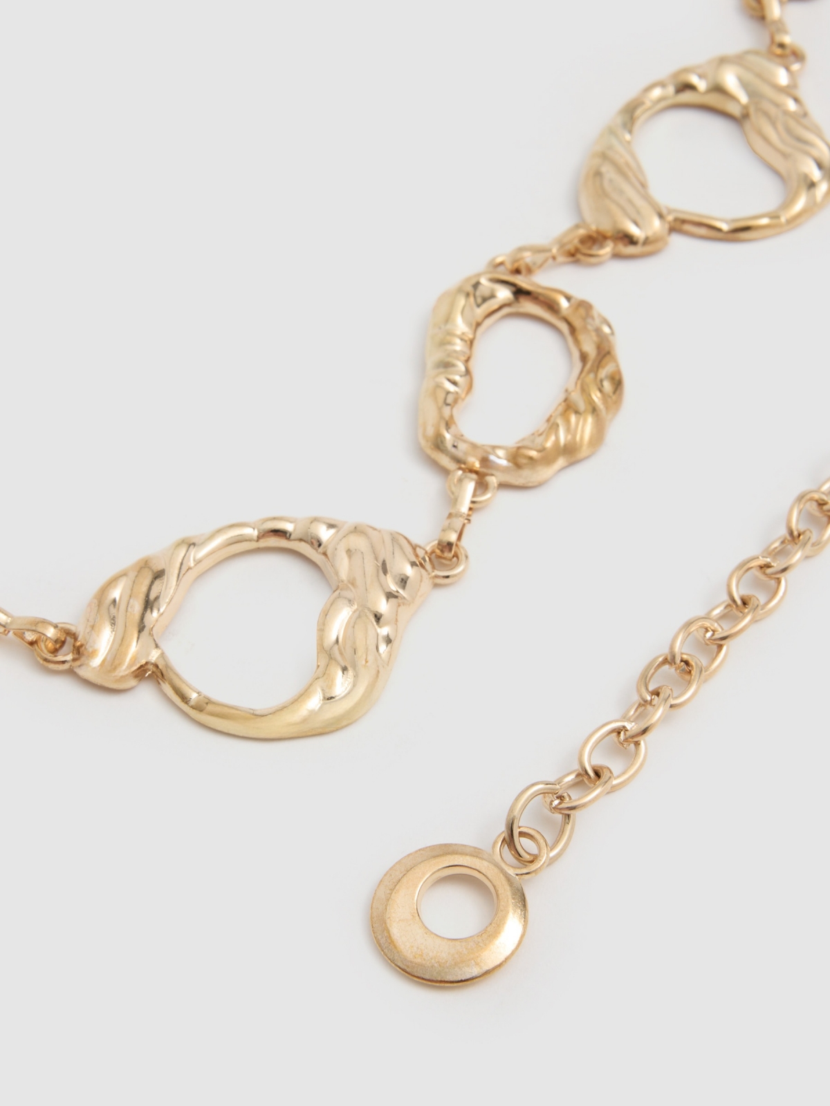 Cinto corrente de polipele dourado dourado vista detalhe