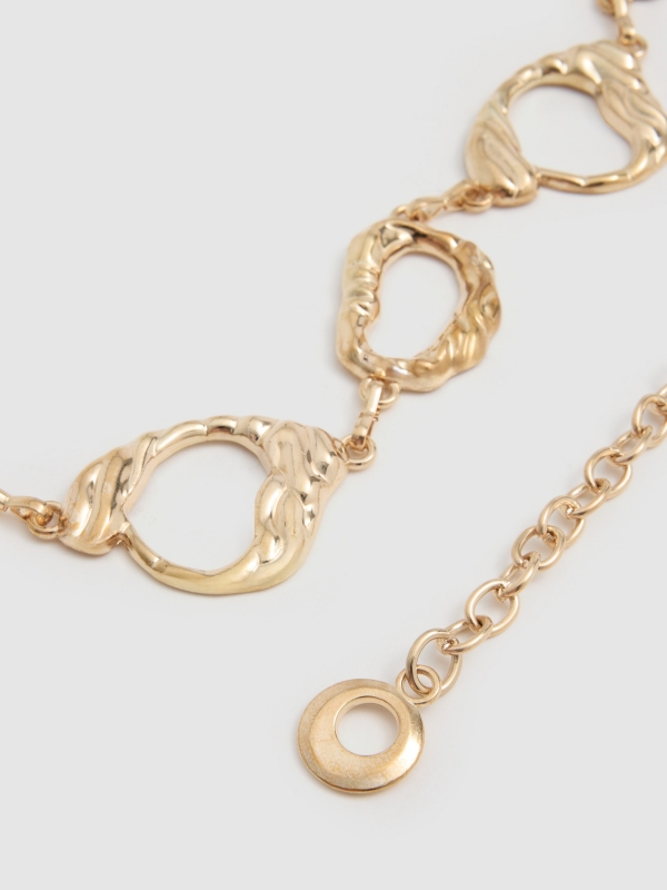 Gold faux leather chain belt golden detail view