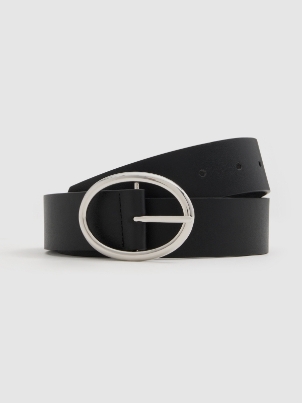 Faux leather belt black zenithal view