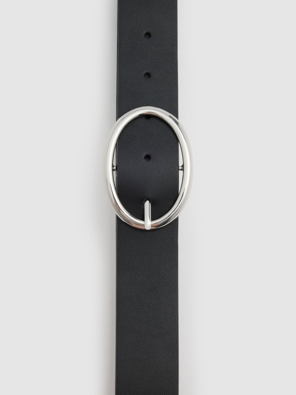 Faux leather belt black detail view