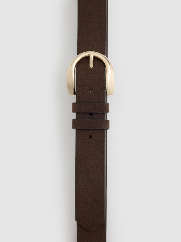 Brown faux leather basic belt brown zenithal view